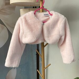 Blueberi Boulevard Girls Pale Pink Faux Fur Cropped Bolero sz 4/5